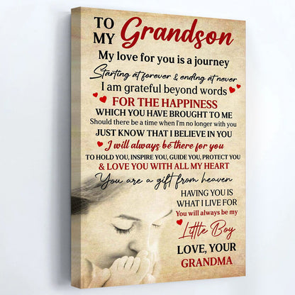 To My Grandson, Love Forever And Always - Personalized Custom Vertical Poster / Canvas