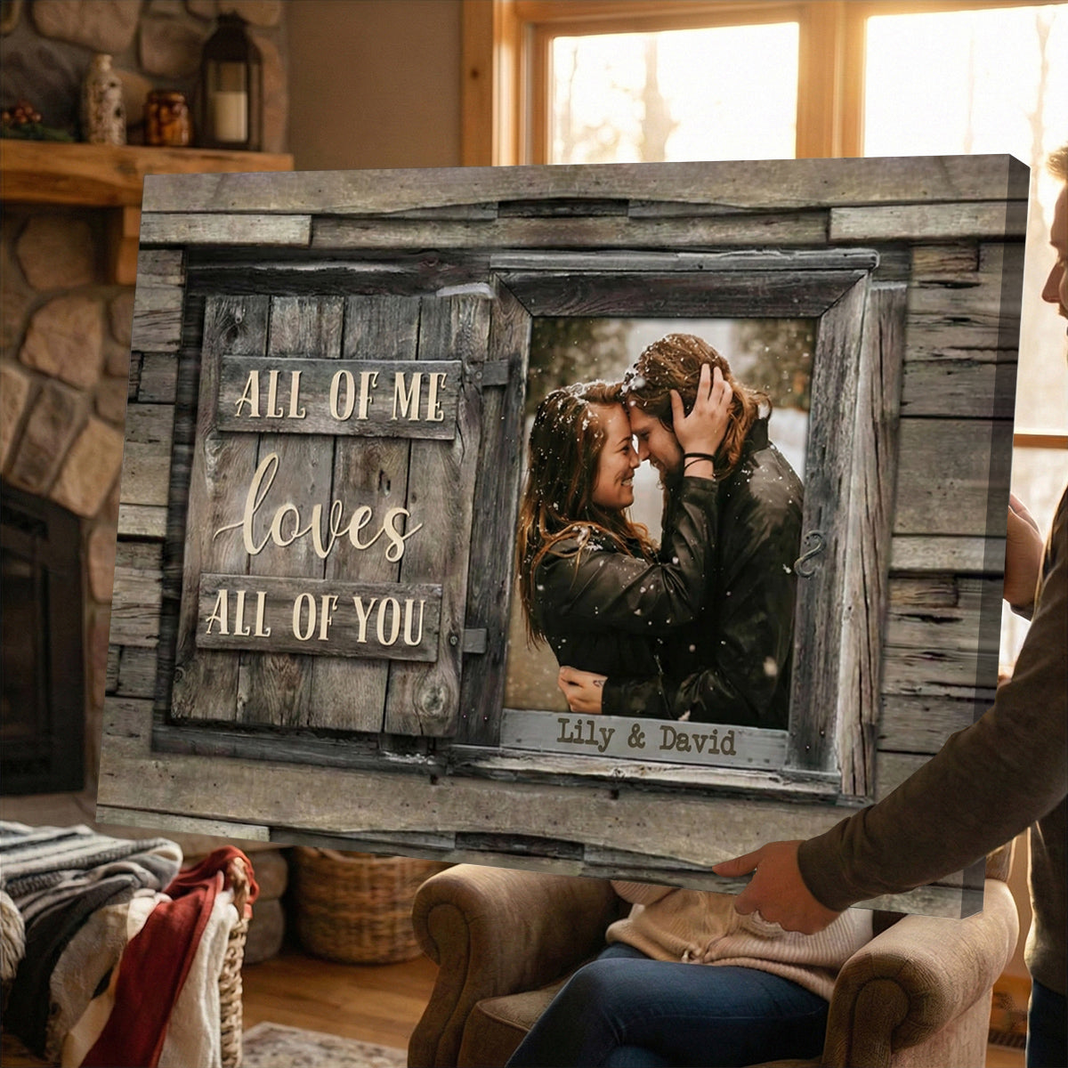All Of Me Loves All Of You - Personalized Custom Photo Couple Canvas / Poster