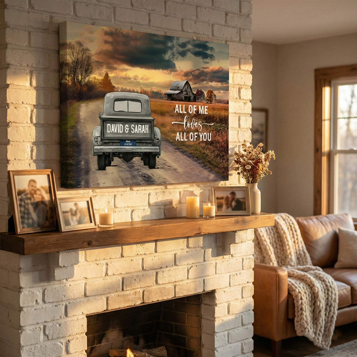 “God Blessed The Broken Road” - Personalized Rustic Couple Canvas / Poster