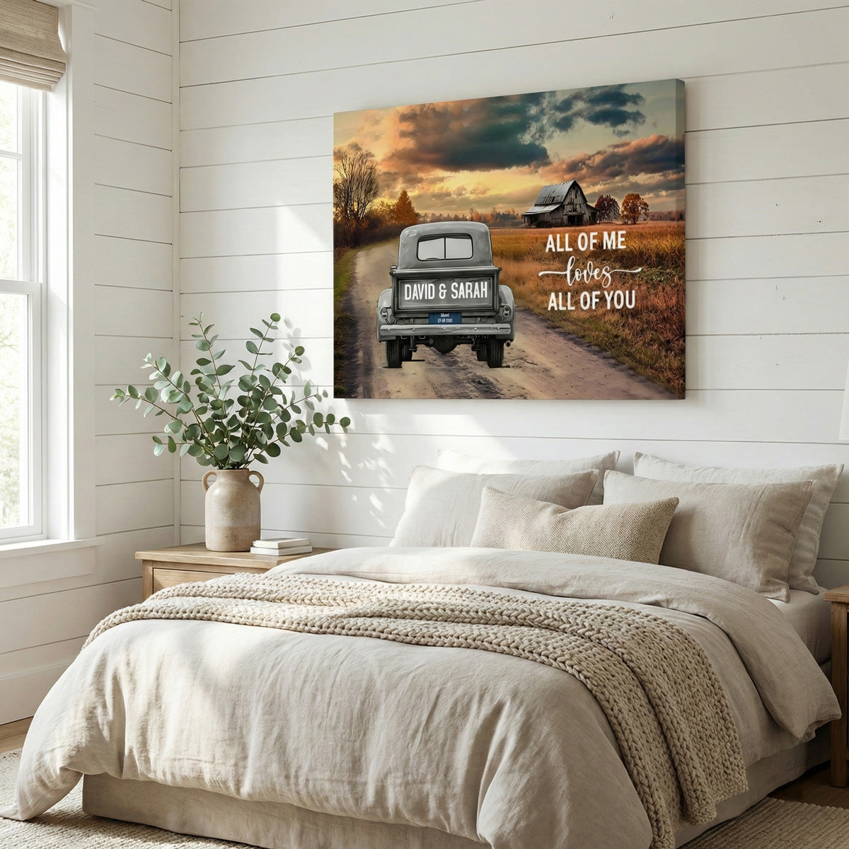 “God Blessed The Broken Road” - Personalized Rustic Couple Canvas / Poster