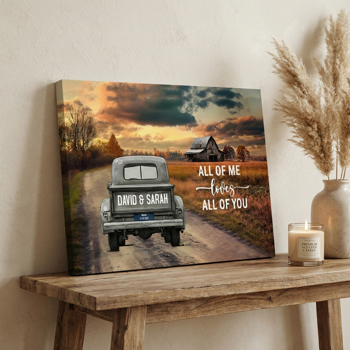 “God Blessed The Broken Road” - Personalized Rustic Couple Canvas / Poster
