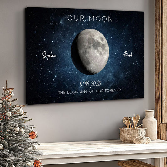 Personalized Moon Phase Canvas / Poster - Custom Anniversary & Wedding Gift for Couples