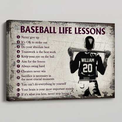 Baseball Life Lessons - Personalized Customized Poster / Canvas