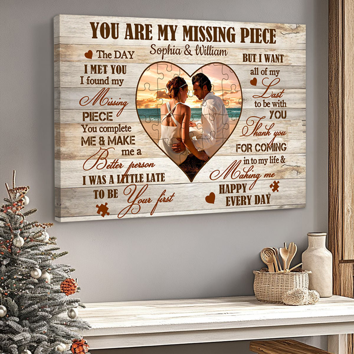 You Are My Missing Piece - Personalized Custom Couple Photo Canvas / Poster