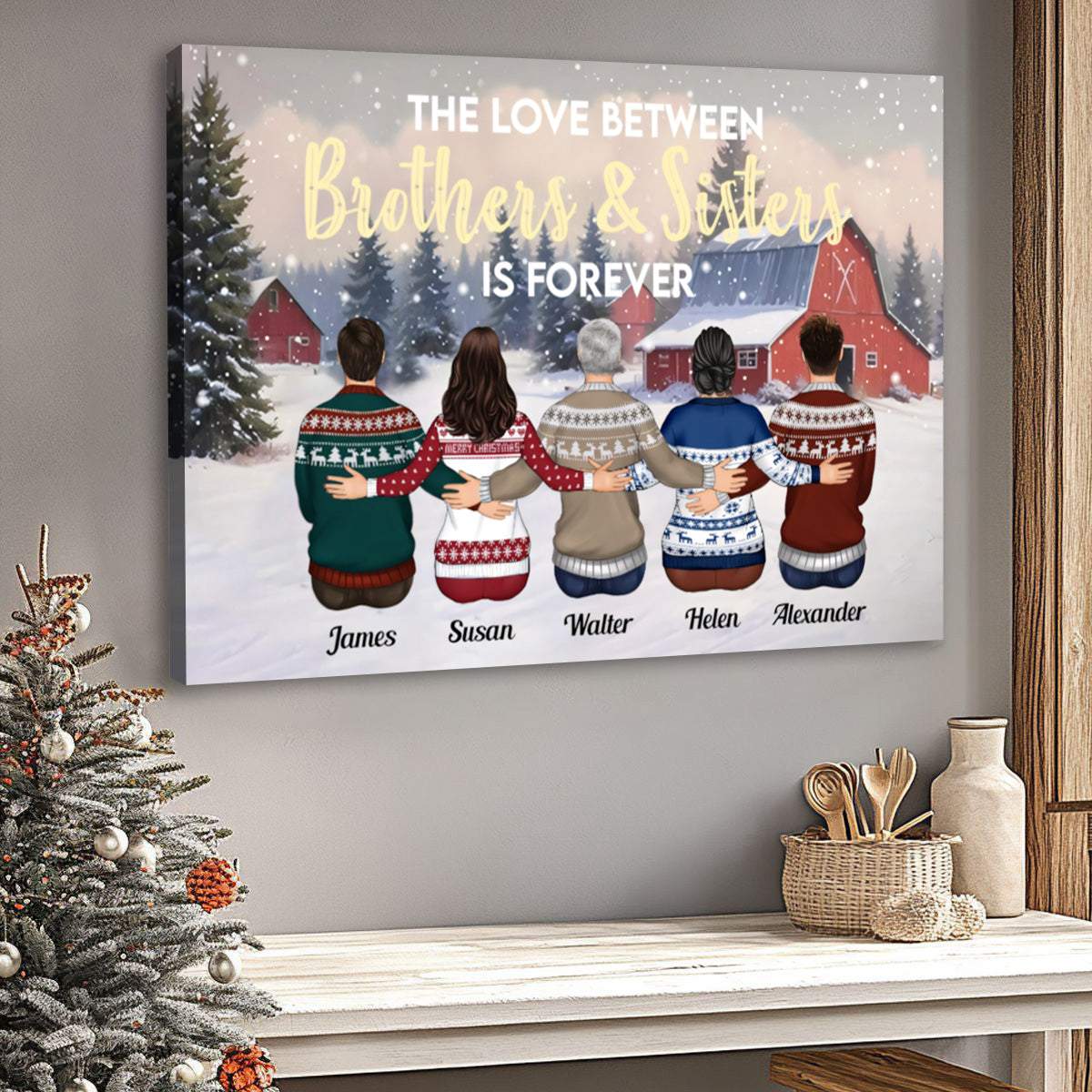 Customizable "The Love Between Brothers & Sisters Is Forever" Canvas / Poster – Personalized Family Gift for Christmas