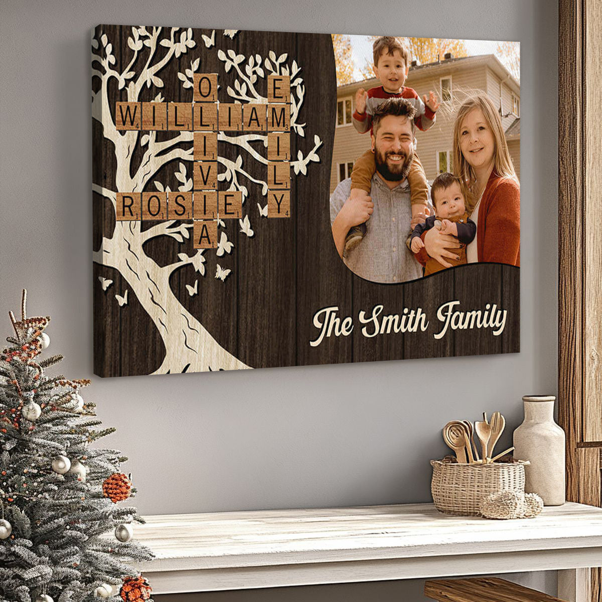 Personalised Family Crossword Canvas / Poster - Custom Photo Wall Art