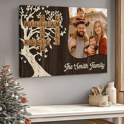 Personalised Family Crossword Canvas / Poster - Custom Photo Wall Art