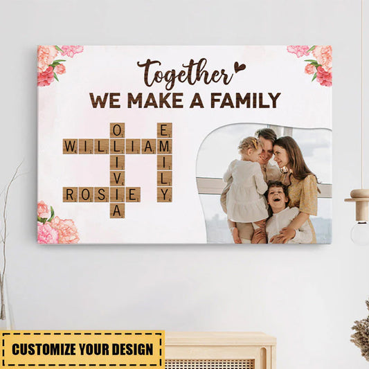 Together We Make A Family - Personalised Crossword Photo Canvas / Poster