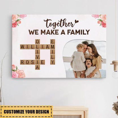 Together We Make A Family - Personalised Crossword Photo Canvas / Poster