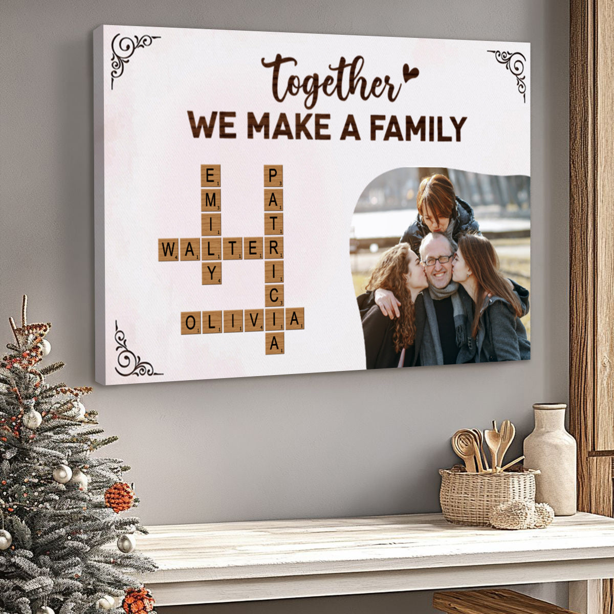 Together We Make A Family - Personalised Crossword Photo Canvas / Poster