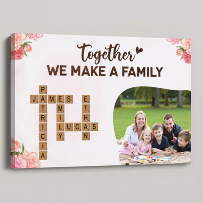 Together We Make A Family - Personalised Crossword Photo Canvas / Poster