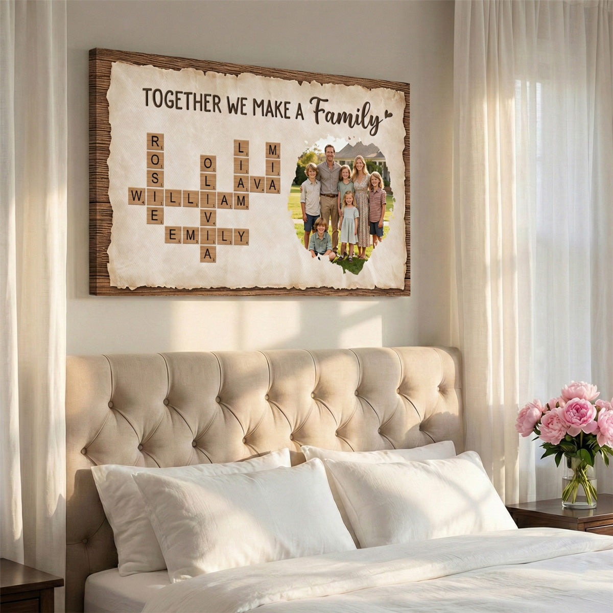 Together We Make A Family - Personalised Crossword Photo Canvas / Poster for Parents
