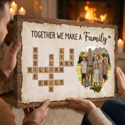 Together We Make A Family - Personalised Crossword Photo Canvas / Poster for Parents