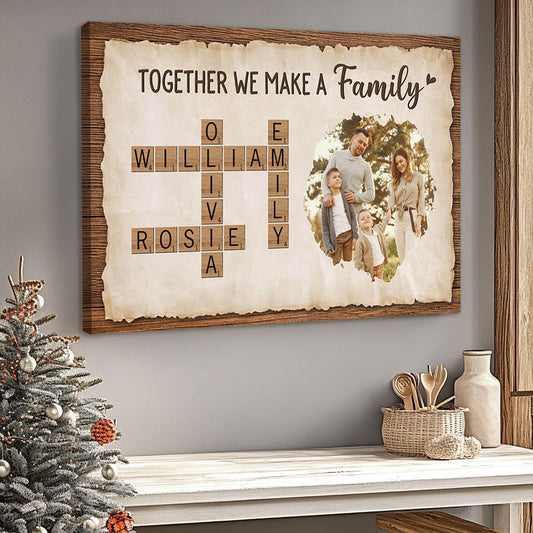 Together We Make A Family - Personalised Crossword Photo Canvas / Poster for Parents