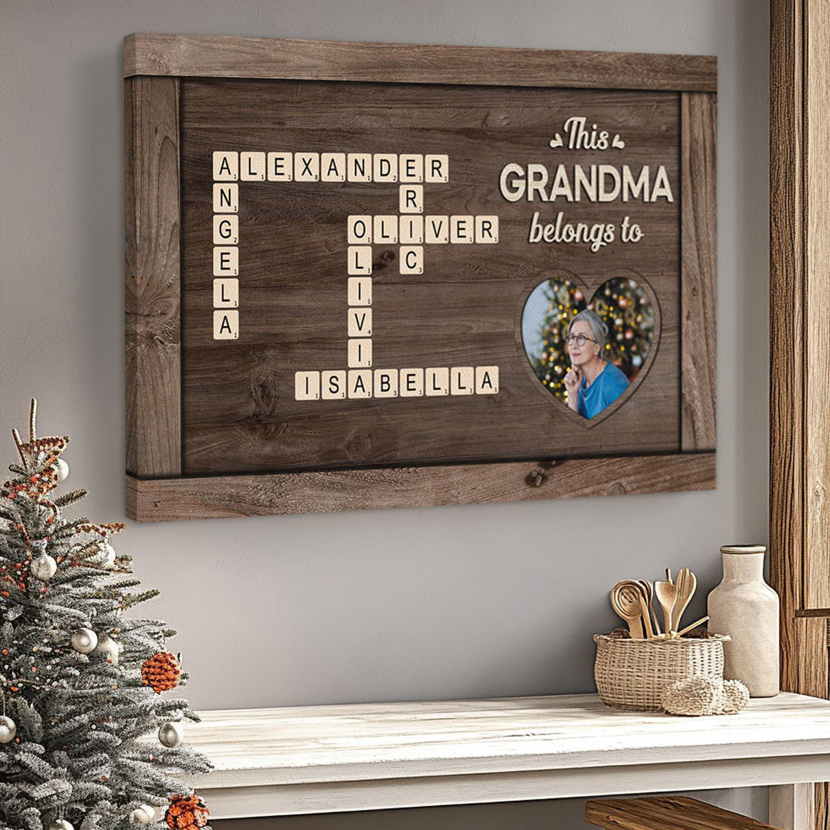 Personalized “This Grandad Belongs To” Canvas / Poster - Custom Crossword with Grandkids’ Names