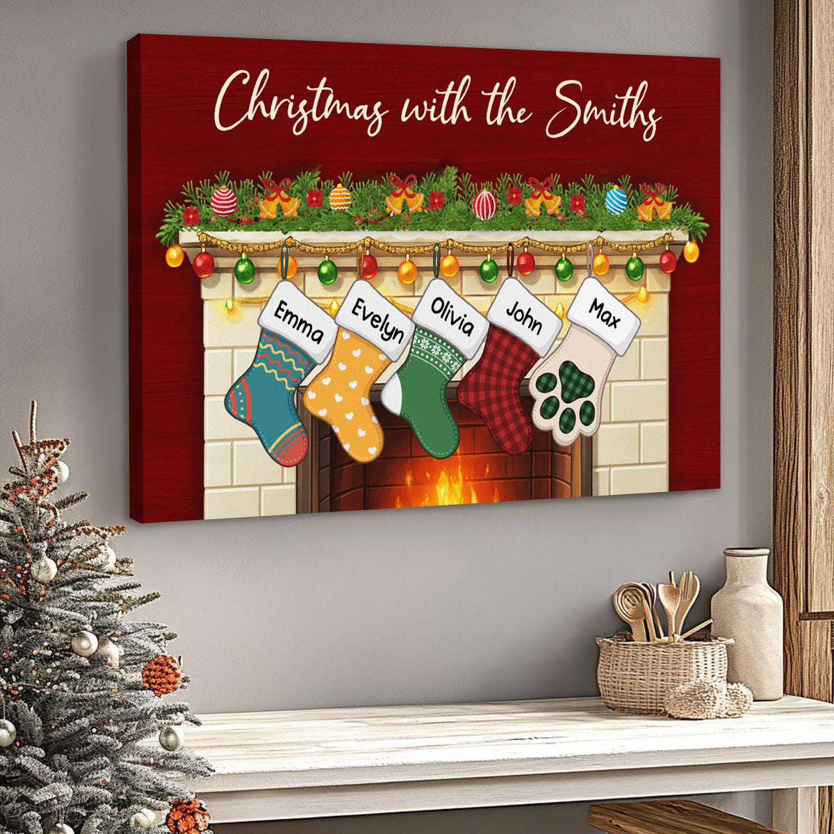 Christmas With Family Canvas / Poster - Personalize Names & Title
