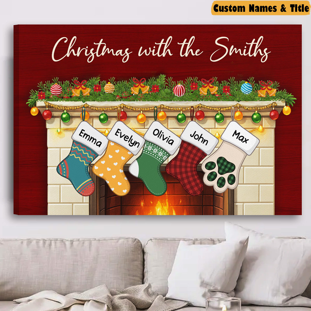 Christmas With Family Canvas / Poster - Personalize Names & Title