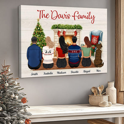 Family Sitting Together - Personalised Christmas Canvas / Poster