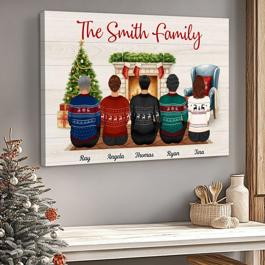 Family Sitting Together - Personalised Christmas Canvas / Poster