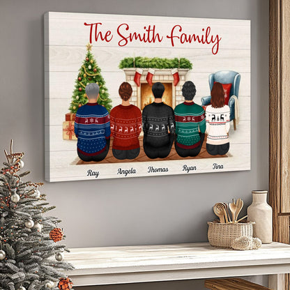 Family Sitting Together - Personalised Christmas Canvas / Poster