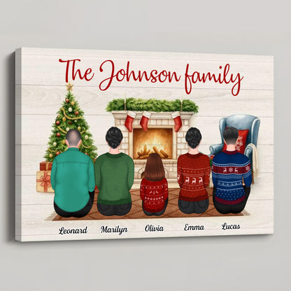 Family Sitting Together - Personalised Christmas Canvas / Poster