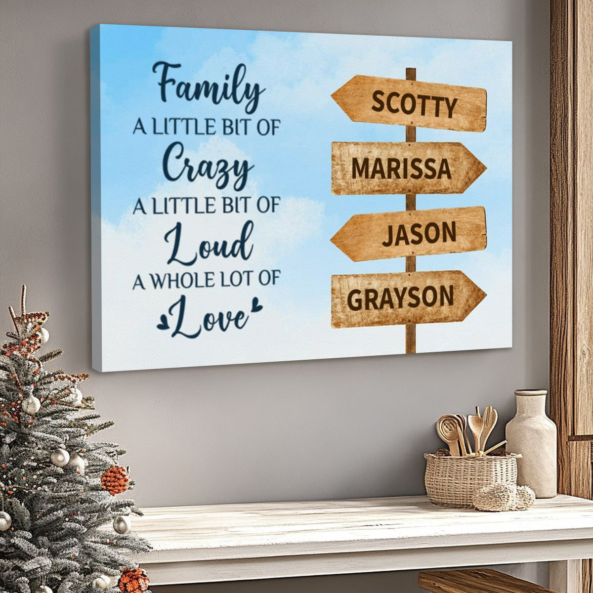 Family A Little Bit of Crazy A Whole Lot of Love - Personalised Canvas / Poster for Family