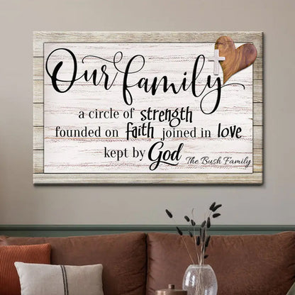 Personalized "Our Family" Canvas | Custom Family Name Wall Art with Faith & Love Quote