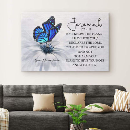 Personalized Hope & Future Canvas | Custom Name Wall Art with Butterfly & Flower