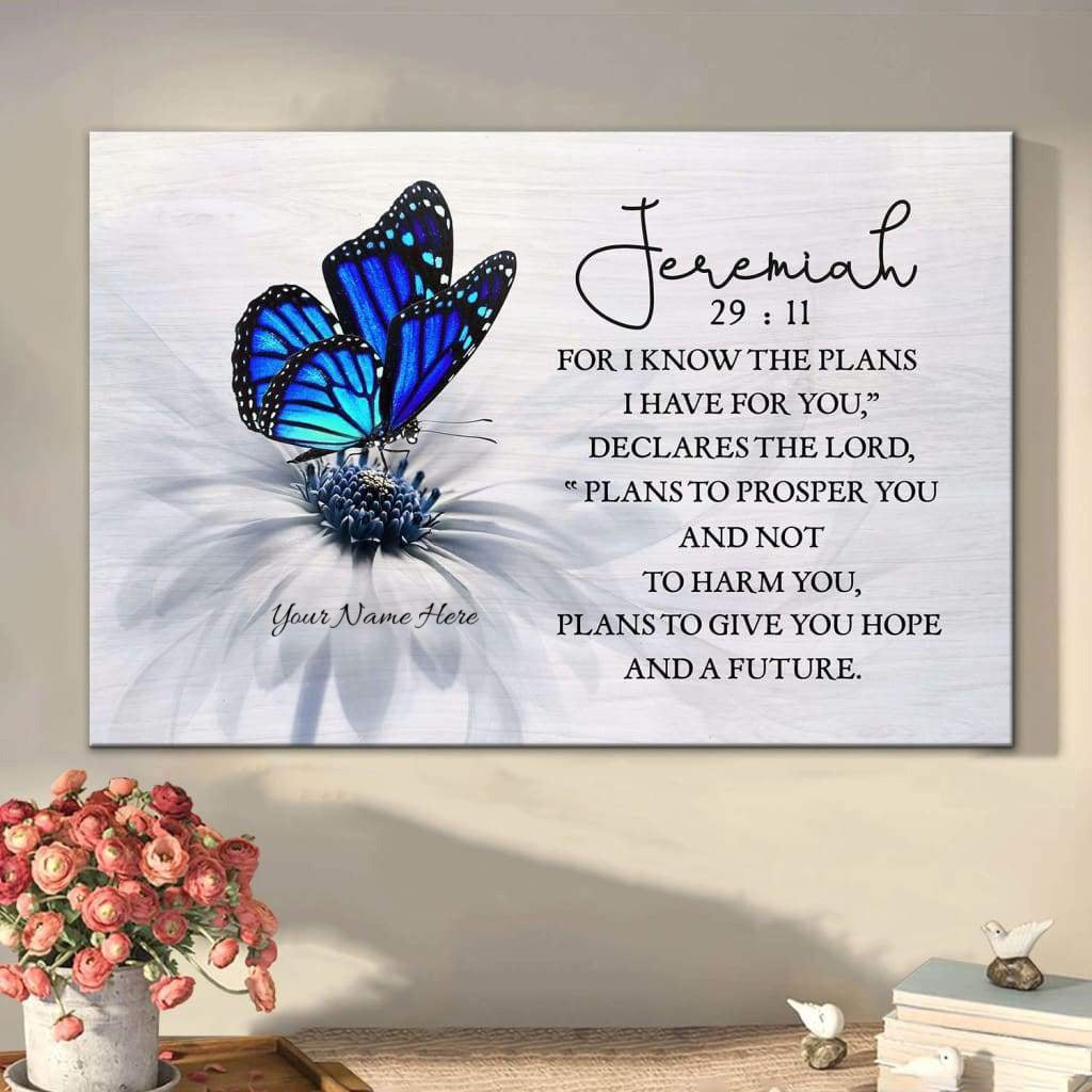 Personalized Hope & Future Canvas | Custom Name Wall Art with Butterfly & Flower