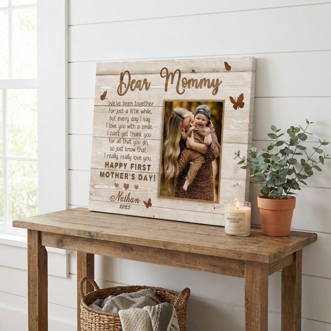 Personalized Custom Photo Canvas / Poster - New Mom Mothers Day Gift