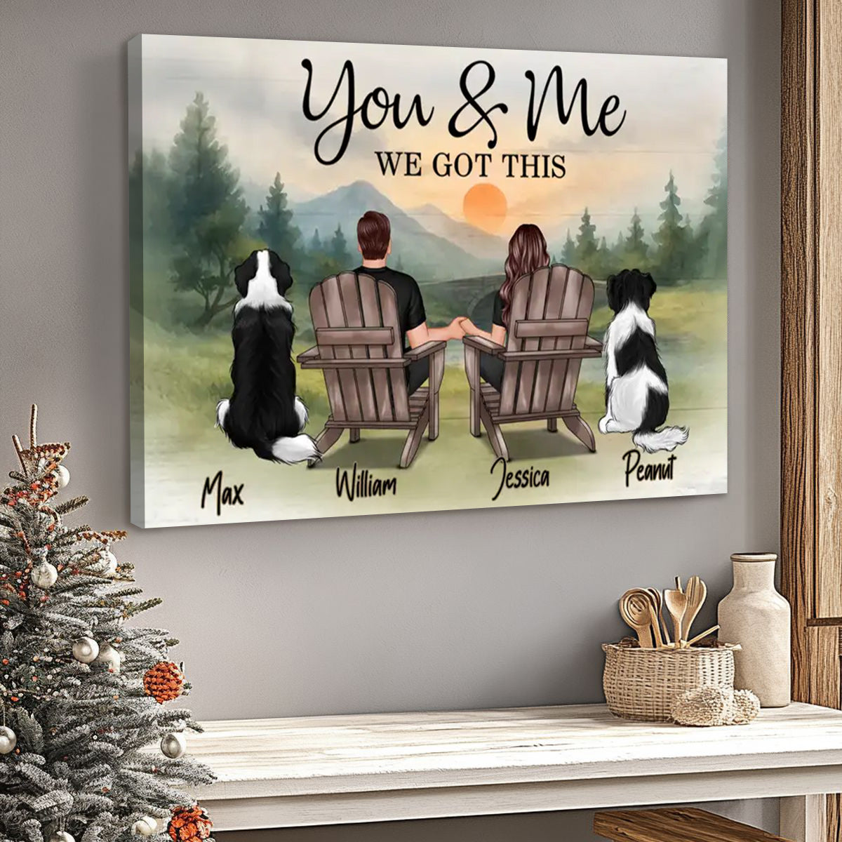 "You & Me and the Dogs" - Custom Couple & Pet Personalized Canvas / Poster