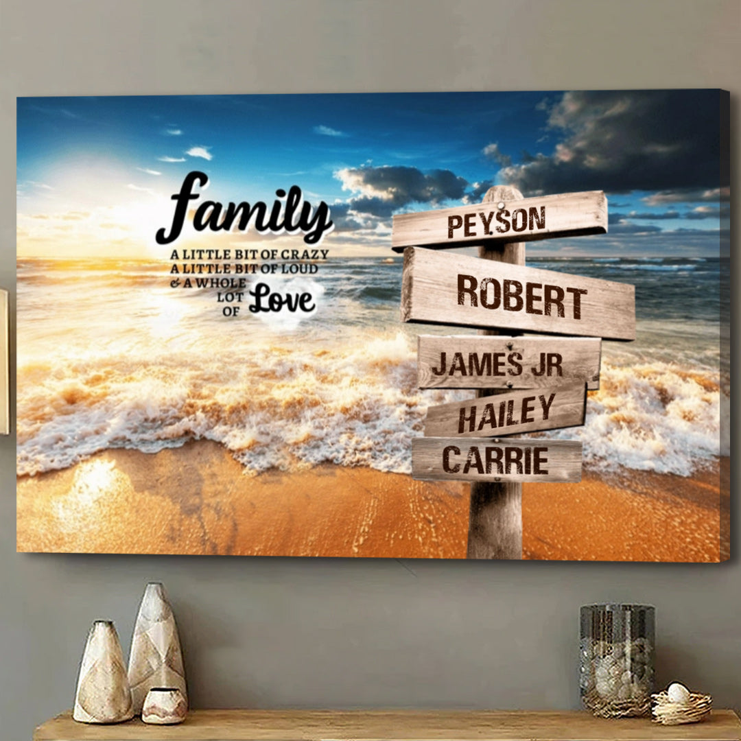 Custom Sunset Beach Canvas / Poster - Personalized Multi-Names Family Wall Art