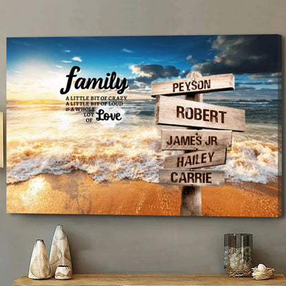 Custom Sunset Beach Canvas / Poster - Personalized Multi-Names Family Wall Art