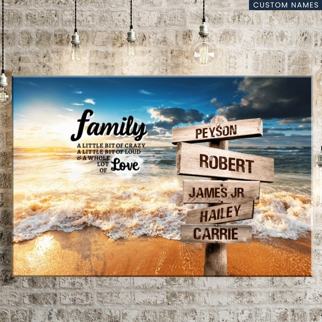 Custom Sunset Beach Canvas / Poster - Personalized Multi-Names Family Wall Art