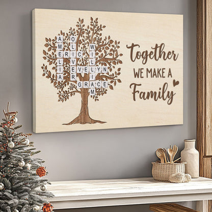 Together We Make a Family - Personalised Custom Crossword Canvas / Poster