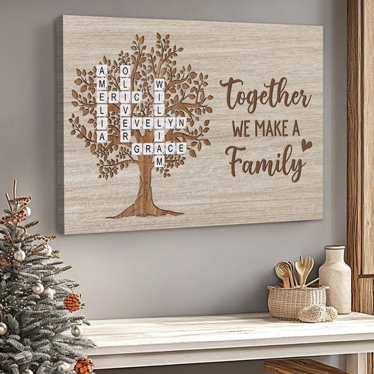 Together We Make a Family - Personalised Custom Crossword Canvas / Poster