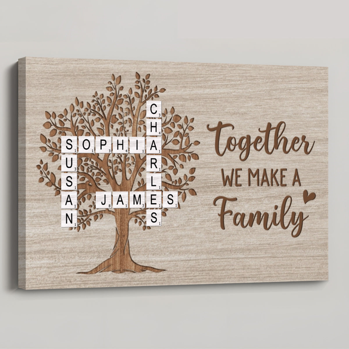 Together We Make a Family - Personalised Custom Crossword Canvas / Poster
