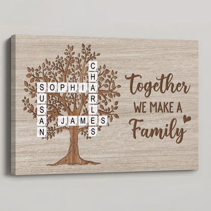 Together We Make a Family - Personalised Custom Crossword Canvas / Poster