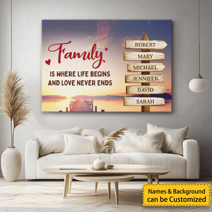 Personalized Family Street Sign Canvas / Poster - Custom Name Wall Art