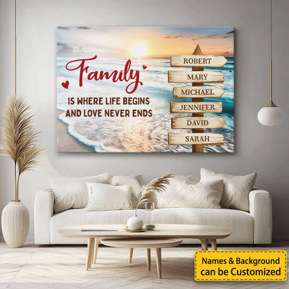 Personalized Family Street Sign Canvas / Poster - Custom Name Wall Art