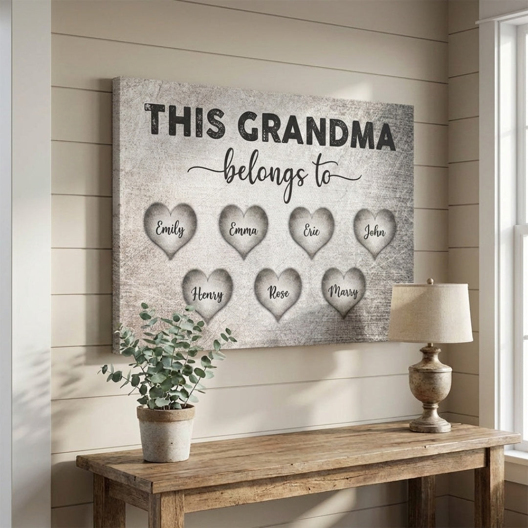 This Grandma Belongs To - Personalised Canvas / Poster