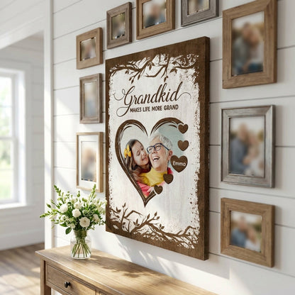 Grandkid Makes Life More Grand - Personalised Gifts Canvas / Poster For Grandma