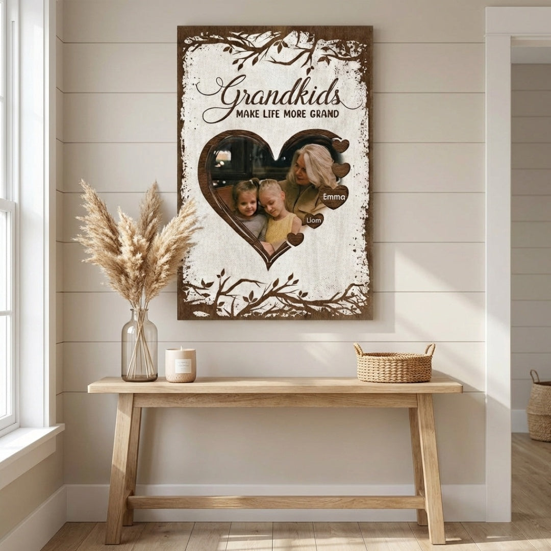 Grandkid Makes Life More Grand - Personalised Gifts Canvas / Poster For Grandma