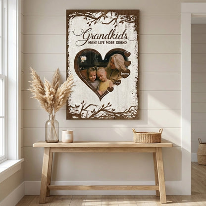 Grandkid Makes Life More Grand - Personalised Gifts Canvas / Poster For Grandma