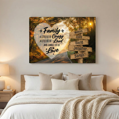 Personalized “Autumn Road” Heart Poster / Canvas - Custom Wall Decor with Family Names
