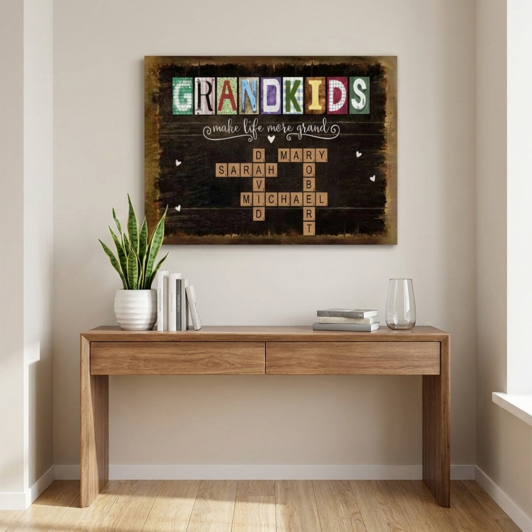 Personalized “Grandkids Make Life More Grand” Canvas - The Perfect Gift for Grandparents