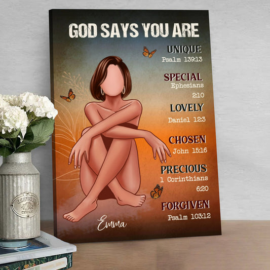Personalized God Says You Are Poster / Canvas - Custom Faith-Based Gift For Women