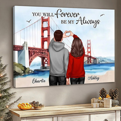 Personalized Couple Bridge Landscape Poster / Canvas - Custom Valentine’s Day or Anniversary Gift