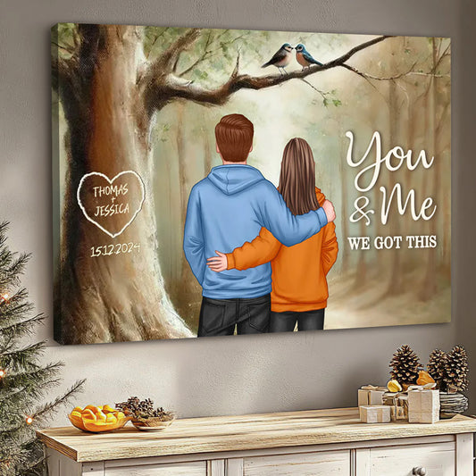 Personalized Couple Birds On Tree Poster / Canvas - Custom Valentine's Day Gift For Him Or Her