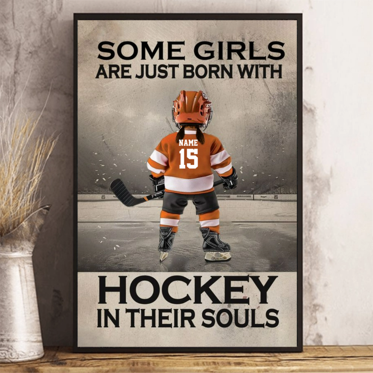 Some Boys Girls Are Just Born With Hockey - Personalized Hockey Kid Poster / Canvas - Gift For Hockey Lovers
